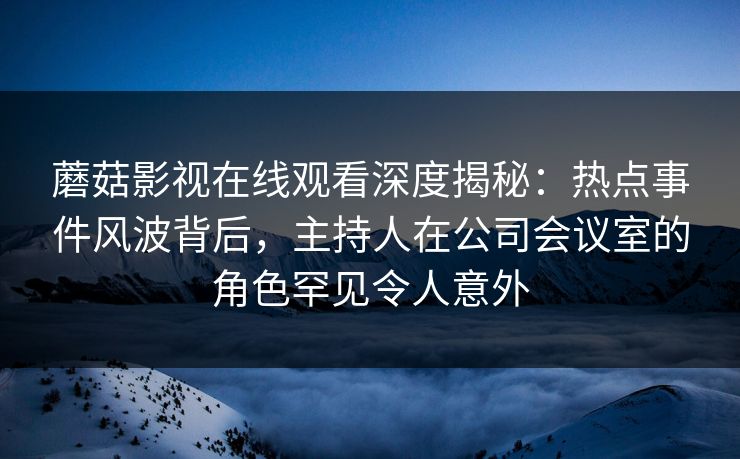 蘑菇影视在线观看深度揭秘：热点事件风波背后，主持人在公司会议室的角色罕见令人意外