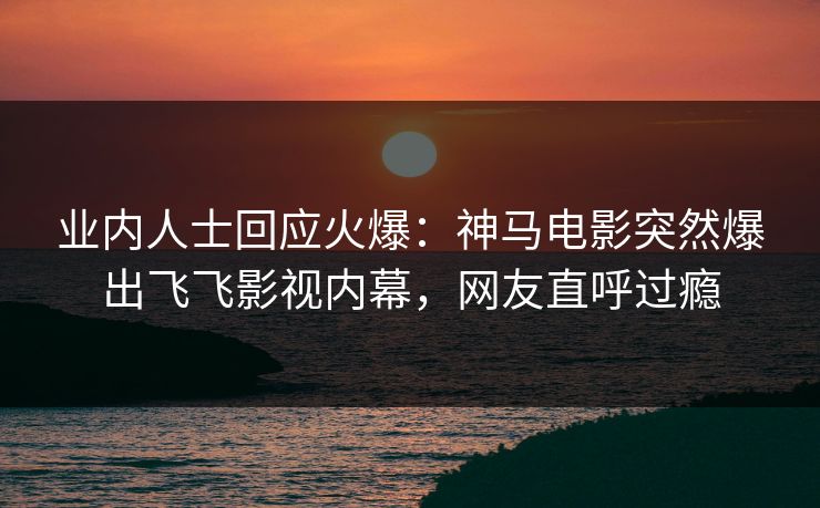 业内人士回应火爆：神马电影突然爆出飞飞影视内幕，网友直呼过瘾