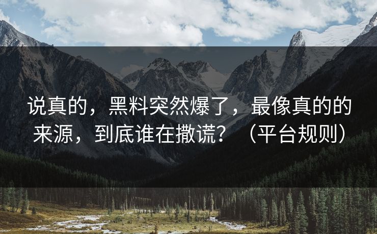 说真的，黑料突然爆了，最像真的的来源，到底谁在撒谎？（平台规则）