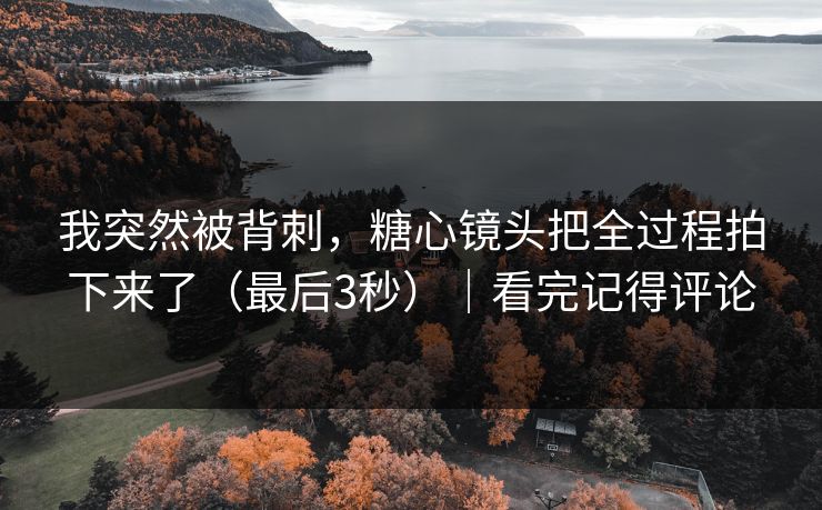 我突然被背刺，糖心镜头把全过程拍下来了（最后3秒）｜看完记得评论